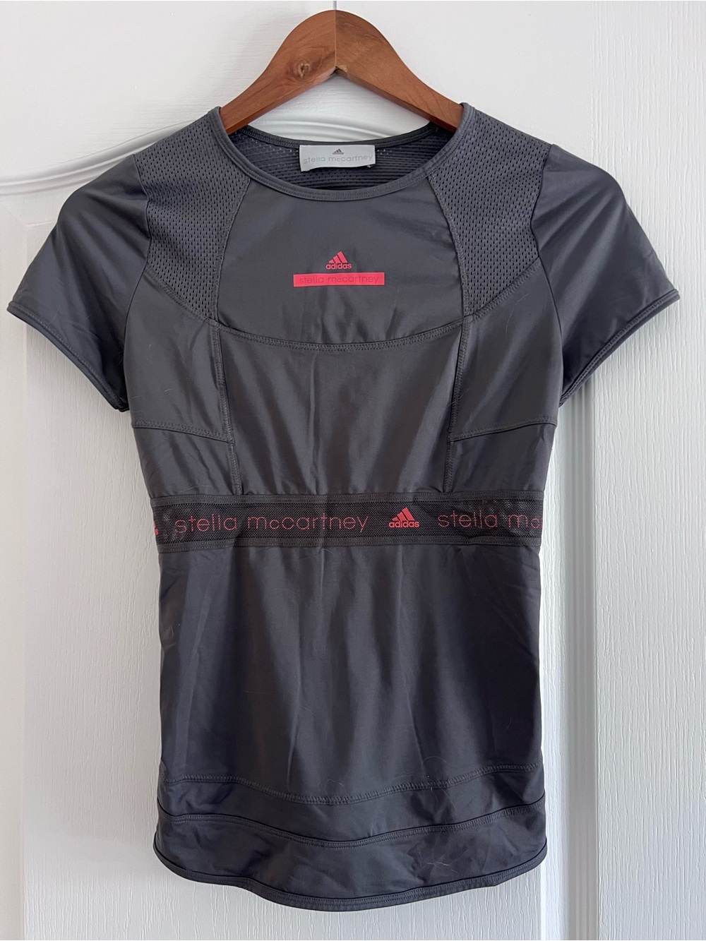Adidas by Stella McCartney Grey Athletic Tee with Pink Logo